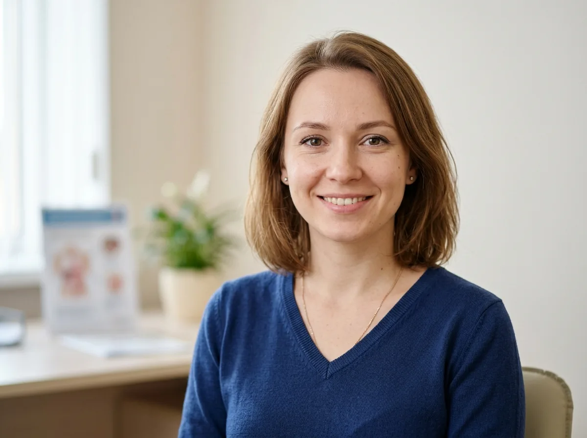 Аватар женщины 29 лет для медицинского отзыва, светлый нейтральный фон